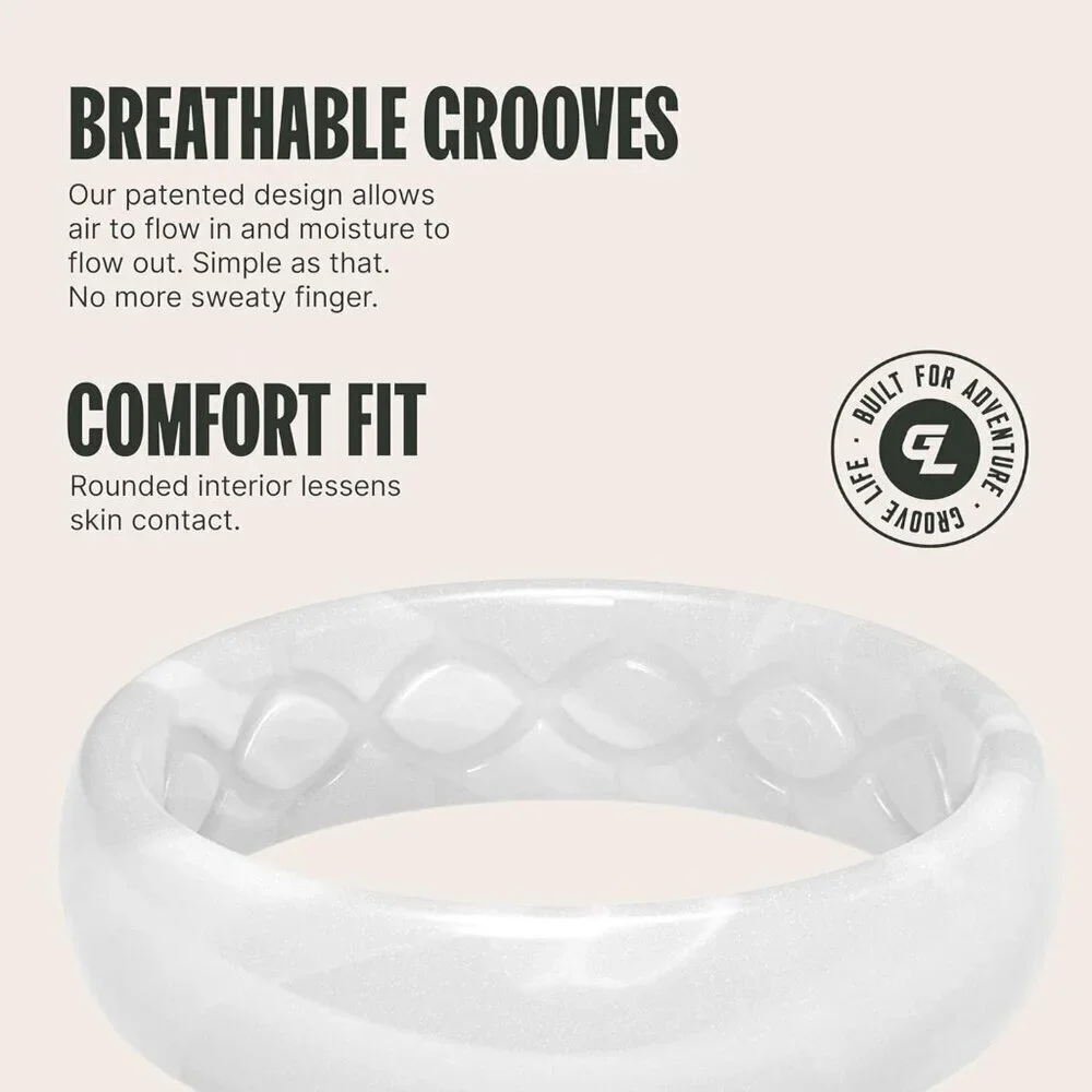 Silicone Rubber Wedding Ring Breathable Comfort Fit for Women Size 5